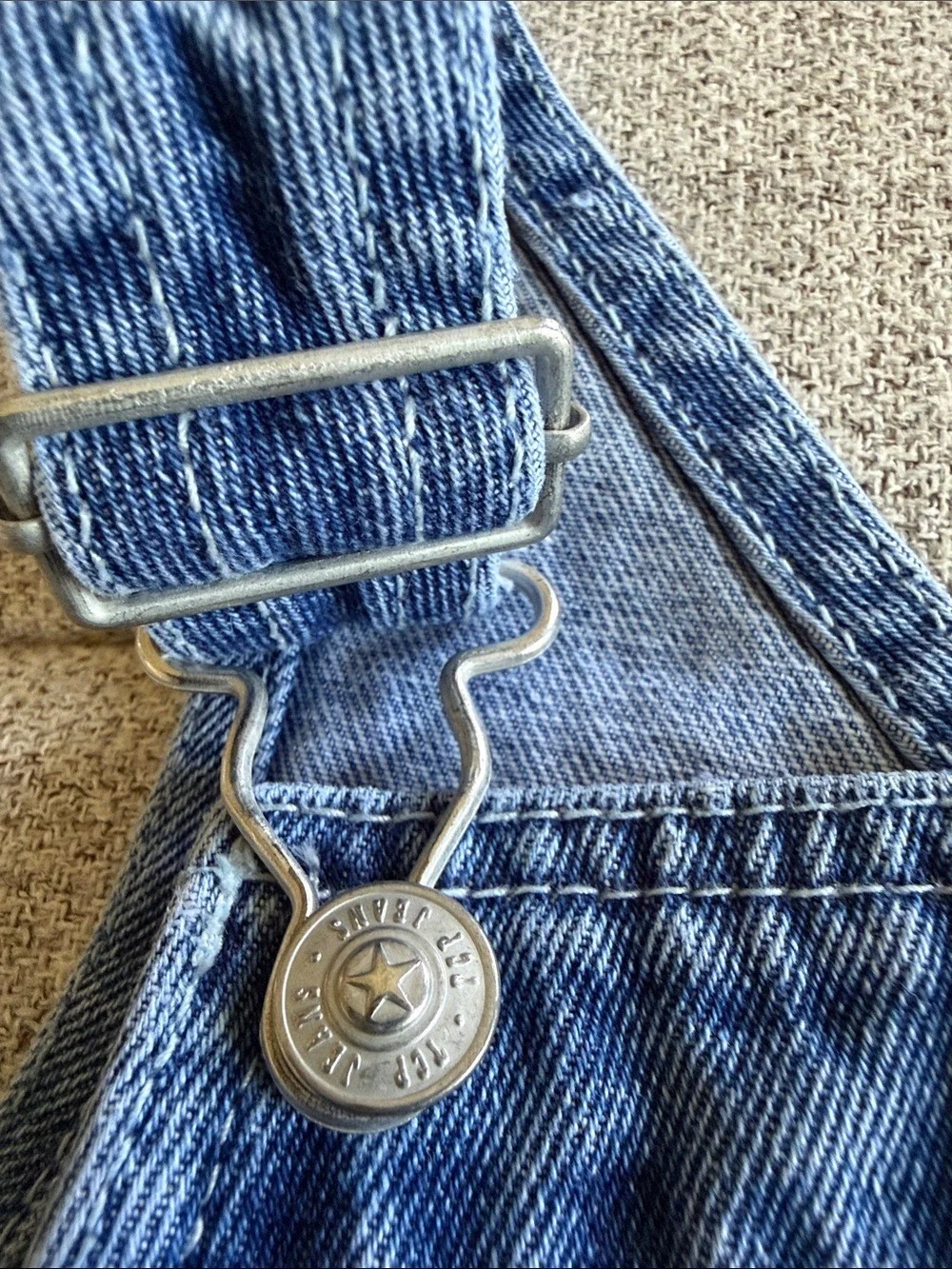 TCP vintage Jeans Girls Denim Overall Dress Size 5/6 Blue Adjustable Strap